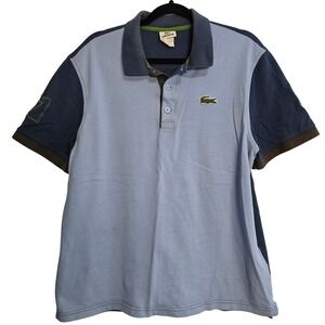 Lacoste Men's Blue Short Sleeve Colorblock Polo Shirt Croc Logo Size 7